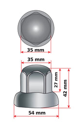 Set 10 copribulloni in acciaio, testa tonda - Ø 32 mm