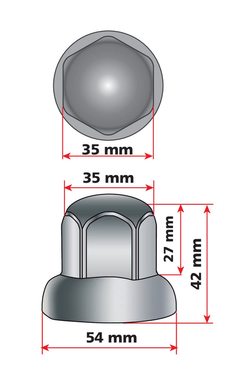 Set 10 copribulloni in acciaio, testa tonda - Ø 32 mm