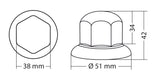 Set 10 copribulloni cromati in ABS - Ø 33 mm