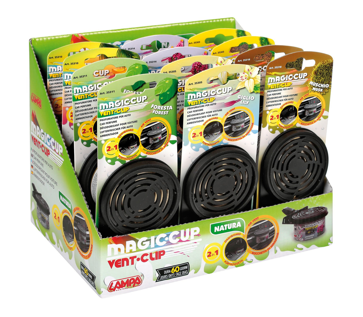 Magic Cup Vent-Clip Natura, deodorante, display 12 pz assortiti