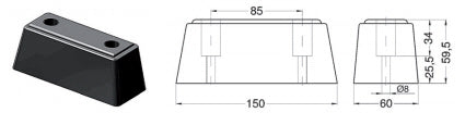 Tampone paracolpo quadro 150x60x60