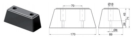 Tampone paracolpo quadro 170x89x71