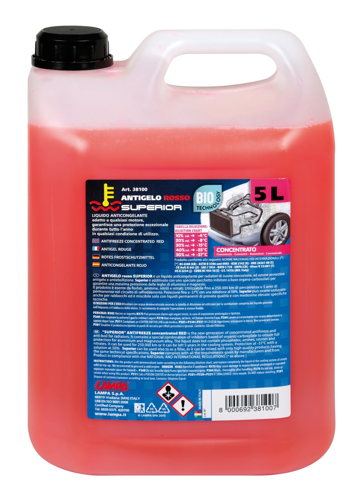 Superior-Rosso, liquido antigelo concentrato - 5000 ml