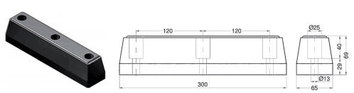 Tampone paracolpo quadro 300x65x70