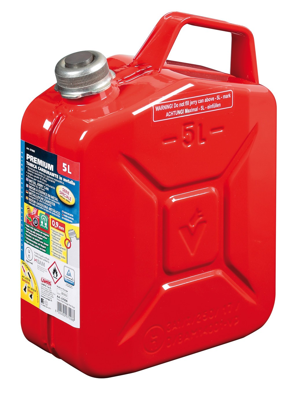 Premium, tanica carburante in metallo - 5 L - Rosso