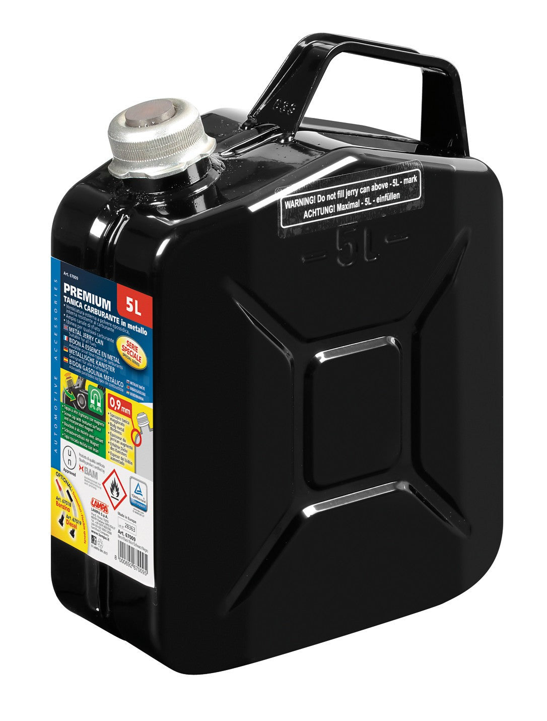 Premium, tanica carburante in metallo - 5 L - Nero