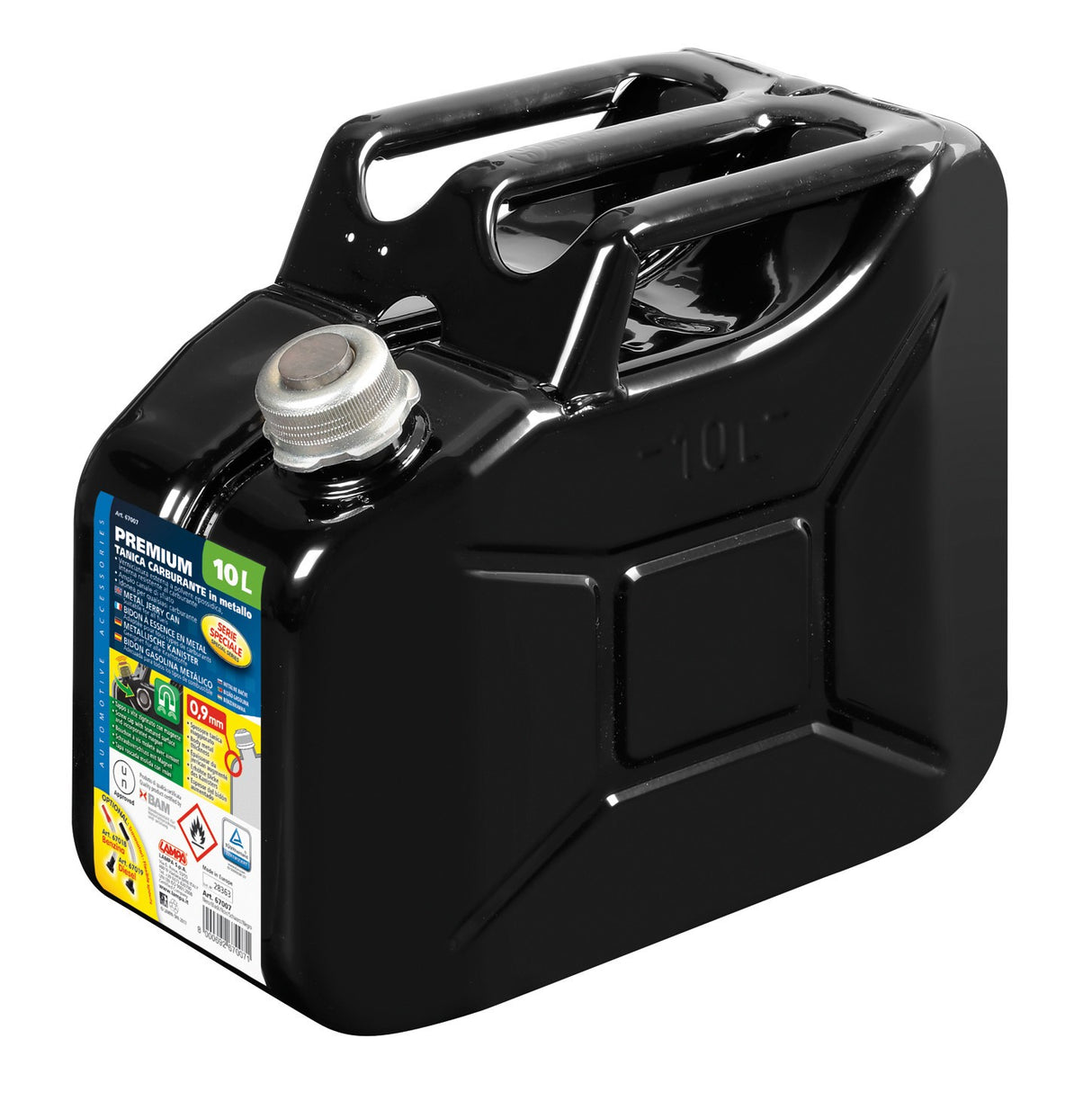 Premium, tanica carburante in metallo - 10 L - Nero