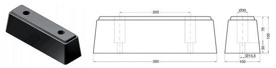 Tampone paracolpo quadro 350x100x105